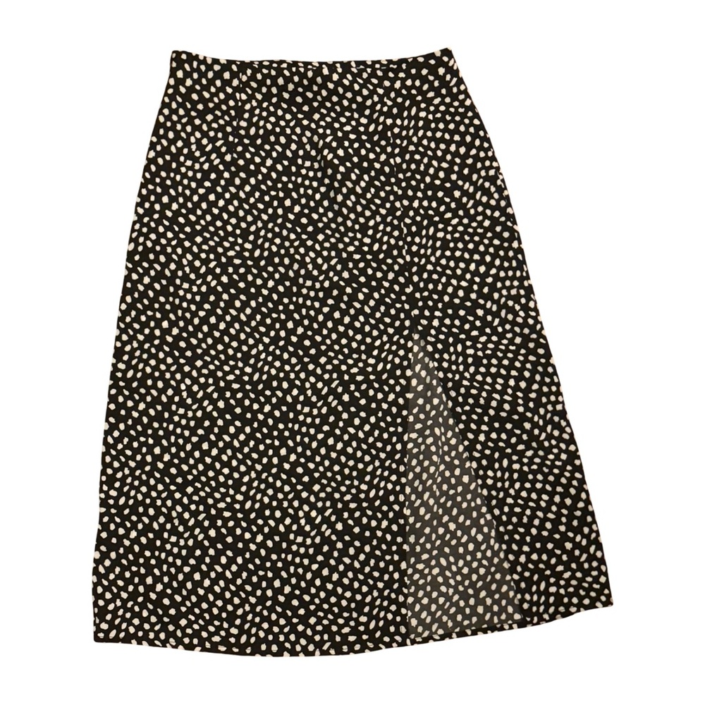 High Waisted Polka Dot Print Midi Length Skirt | Black & White | Size S | NWOT - Picture 2 of 6